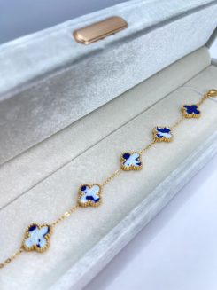 Pulsera doble vista dupe Vancleef marmoleada azul