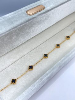 Pulsera doble vista dupe Vancleef mini trebol negro