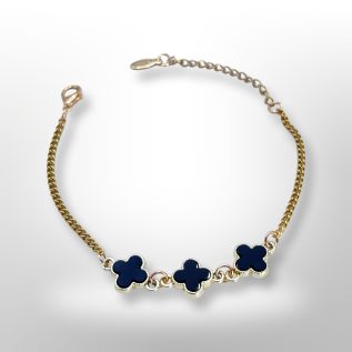 Pulsera inspiración Vancleef 3 mini trebol centrados negros