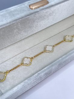 Pulsera Vancleef 5 trebol perla con sirconias