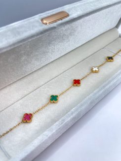 Pulsera doble vista dupe Vancleef mini trebol multicolor