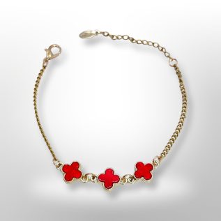 Pulsera inspiración Vancleef 3 mini trebol centrados rojos