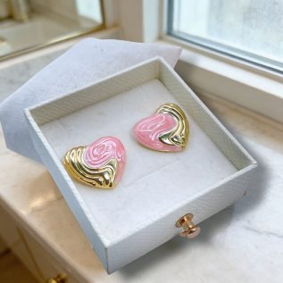 Corazón piedra coral con dorado