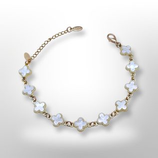 Pulsera inspiración Vancleef 10 mini trébol perla