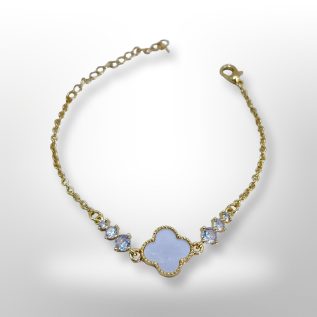 Pulsera inspiración Vancleef 1 trébol Bco. con sirconias