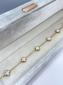Pulsera doble vista dupe Vancleef mini trebol perla