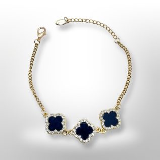 Pulsera inspiración Vancleef 3 trebol con sirconias negros