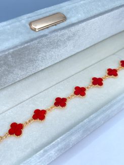 Pulsera Vancleef 8 trebol rojo
