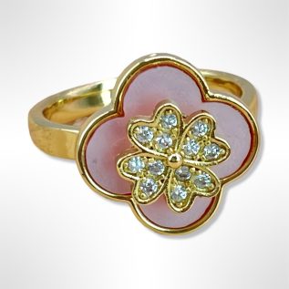 Anillo giratorio doble Trébol rosa