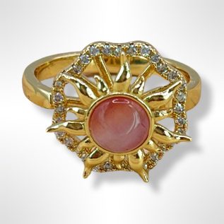 Anillo giratorio Sol ojo de gato rosa