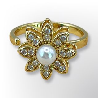 Anillo giratorio Margarita Perla Zirconias