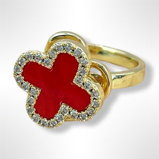 Anillo ajustable dije girtatorio Vancleef Rojo