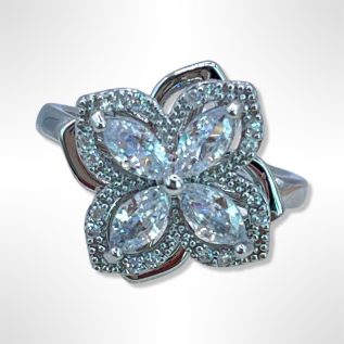 Anillo giratorio Flor Florencia plata zirconias